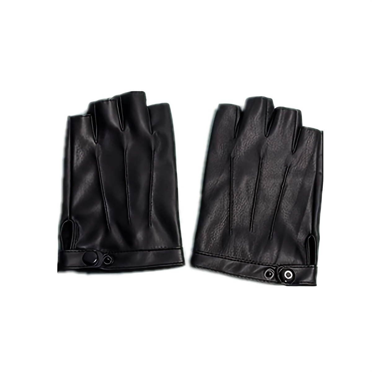 Image of A Pair Of Unisex Pu Leather Outdoor Sports Half-finger Gloves, Open-finger Activity Gloves