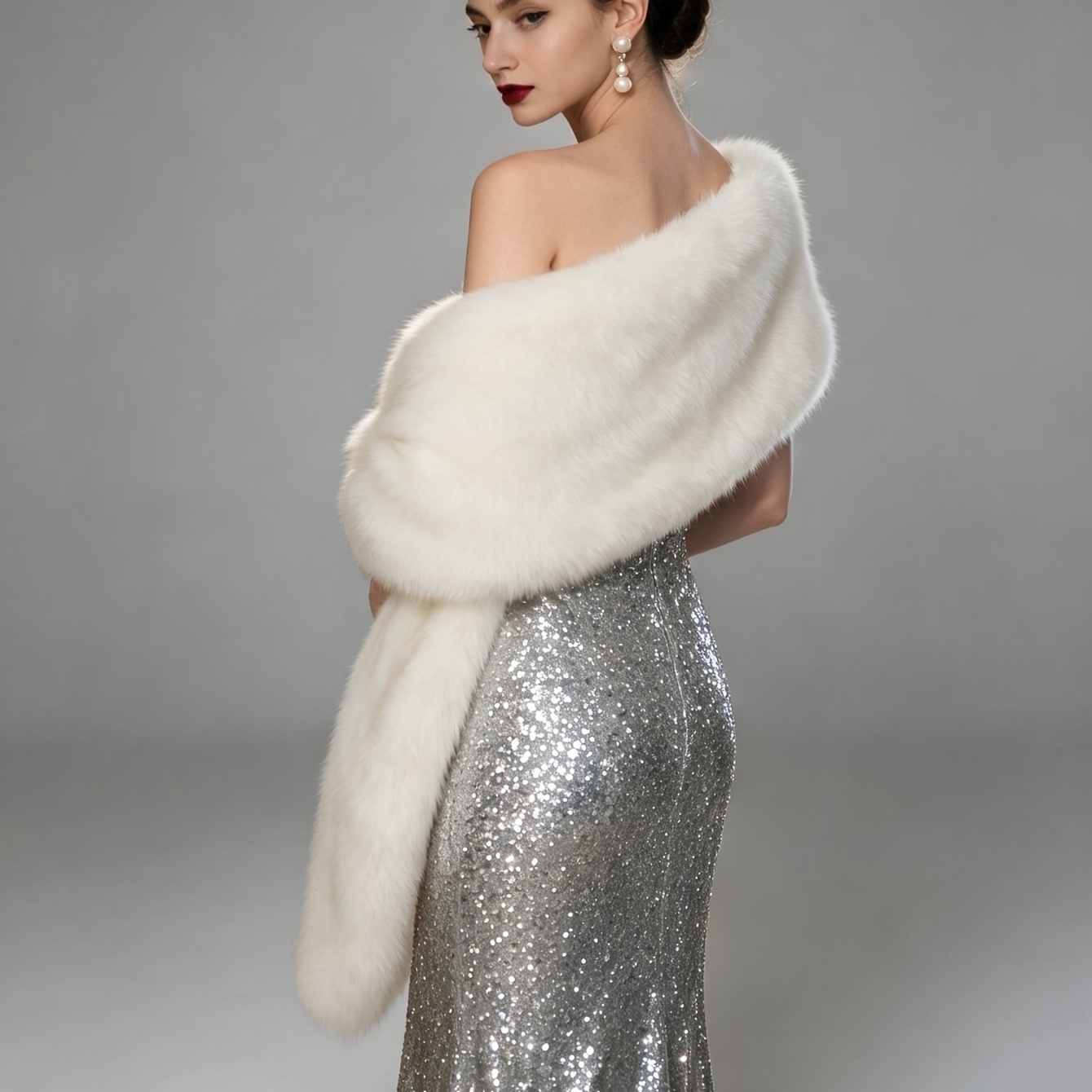 TEMU 1 pz Scialle da donna in peluche volpe, abito da sposa per le feste, capispalla, gilet facile da indossare, regalo da donna