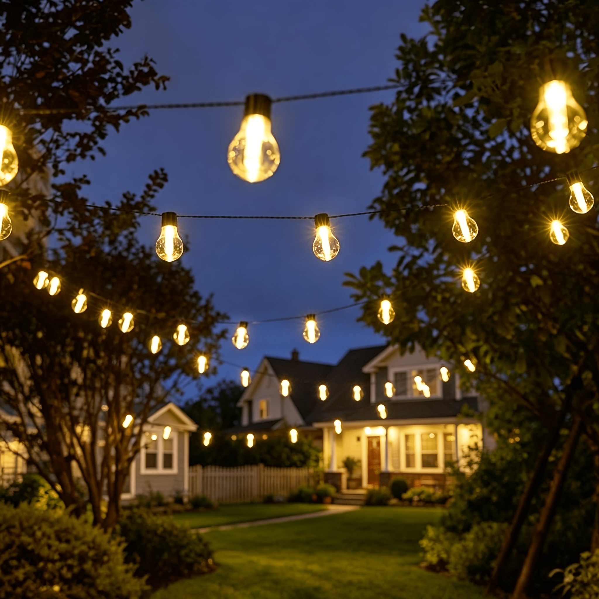 TEMU 2026 New High Brightness Solar Edison Bulb String Lights, Ip65, 8 Lighting , Dusk To Dawn Auto , 10/ Led Bulbs For Patio Fence Garden Camping