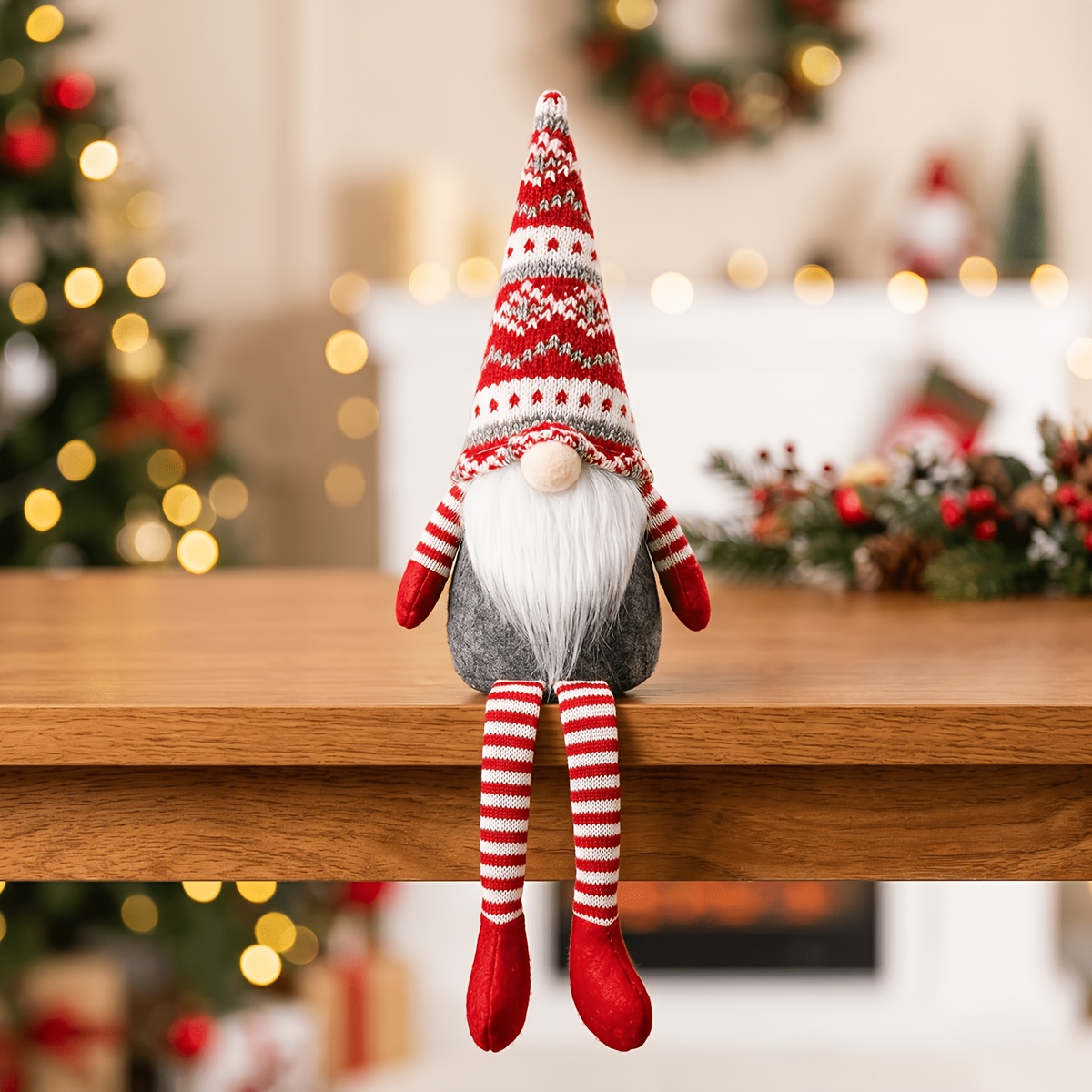 TEMU Figurines , décoration de Noël, gnome, poupée, style nordique, longues jambes, homme âgé visage, décorations de Noël, très appropriées pour