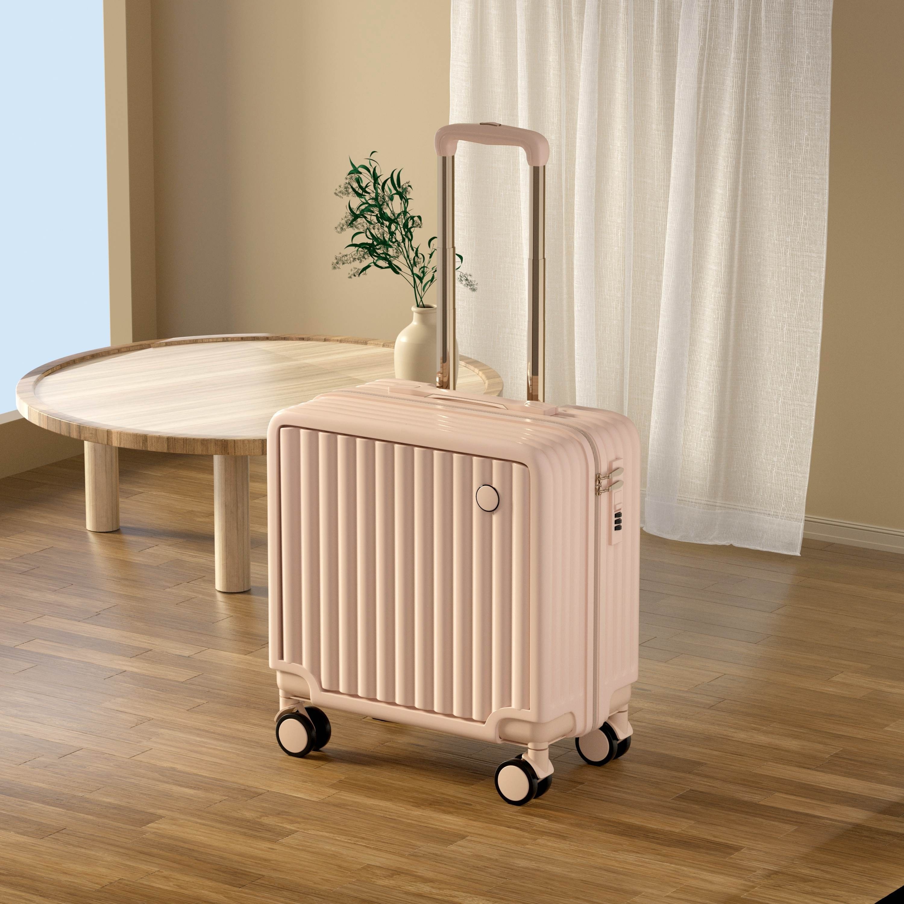 

18-inch Solid Color Simple Suitcase, Business Lightweight Trolley Case, Thickened Suitcase With Caster Wheels