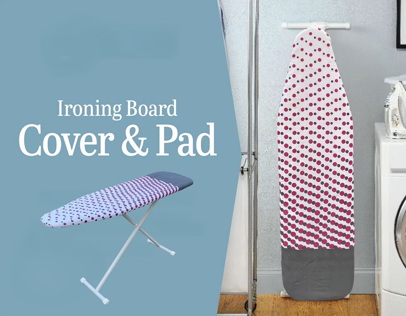 extra thick ironing board cover with 2 layer lining non slip elastic edges high temperature resistant pet material no power needed ironing board foldable cloth strip details 0