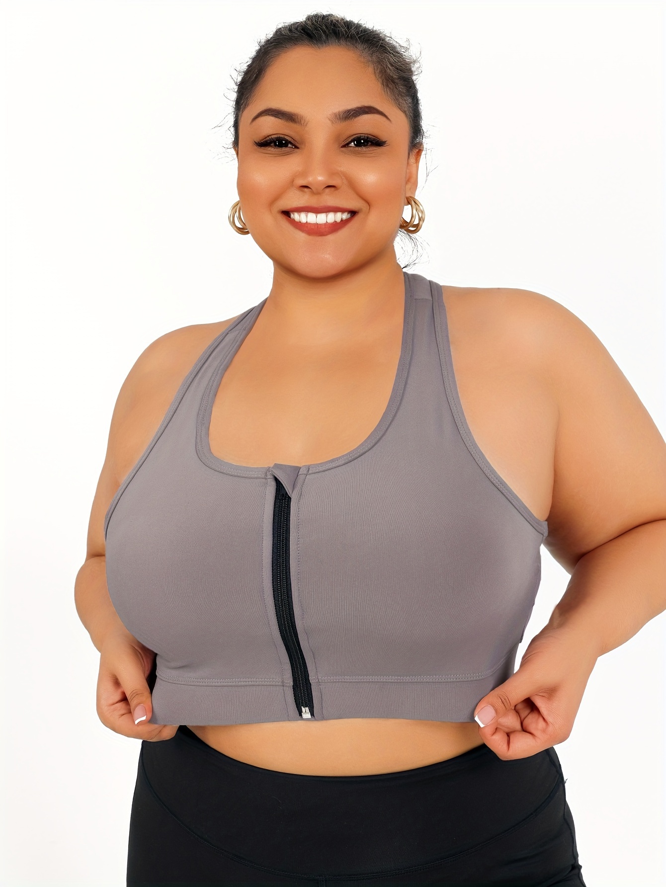 Women's High-Impact Sports Bra with Zipper Front Closure, Removable Pads & High-Elasticity Fabric - White Yoga Running Gym Bra for Workouts, Machine Washable, Strapless Push Up Bra, Workout Support, Backless Design, Durable Sports Wear