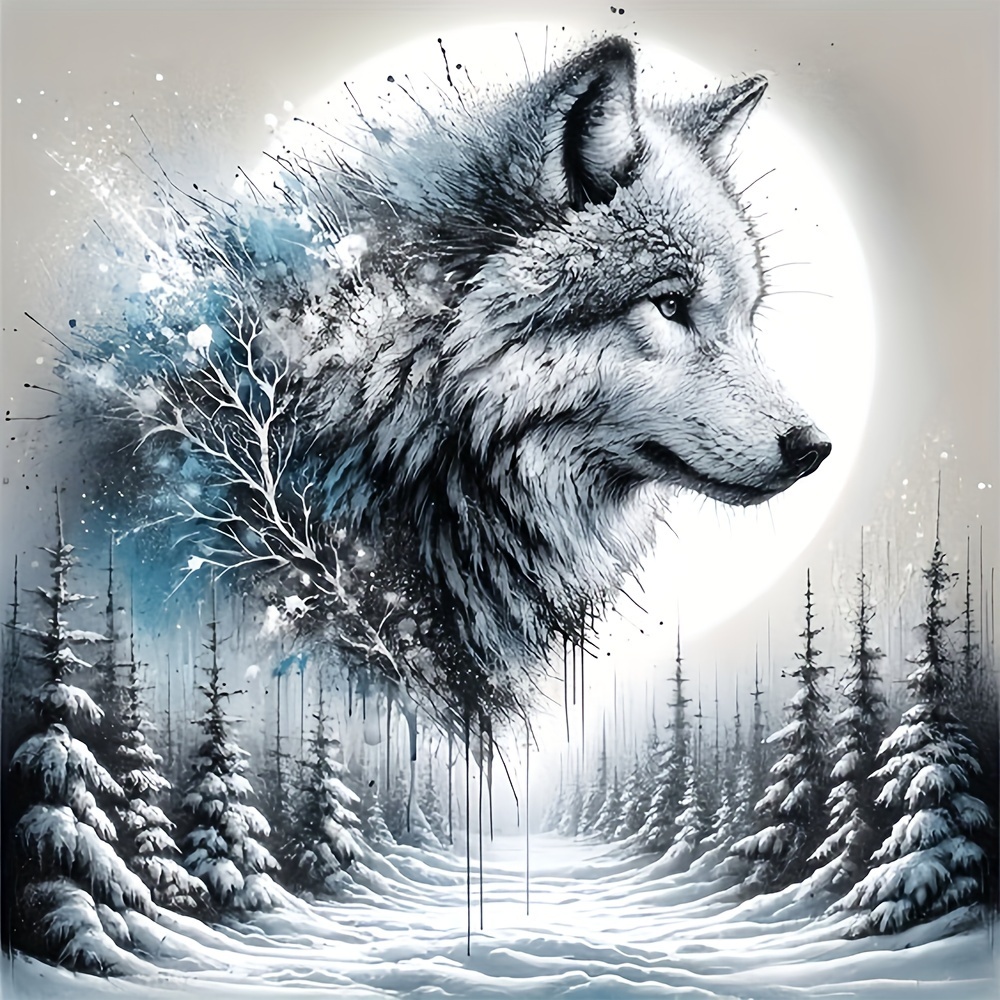 

Wolf-themed 5d Diamond Painting Kit 20x20cm - Round Acrylic Diamonds Diy Mosaic Art Craft For Home Decor, Relaxing Gift For Adults And Beginners