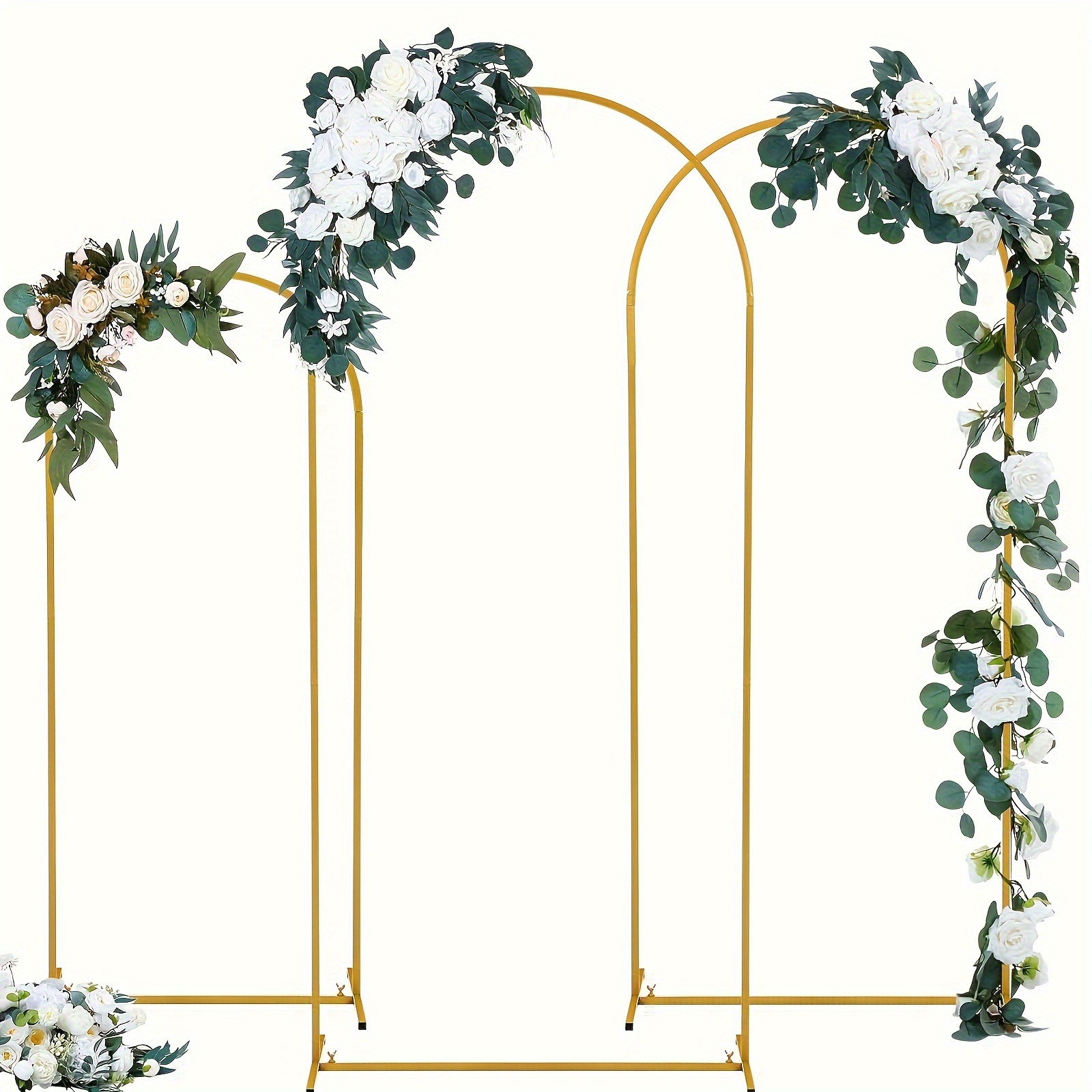 

3pcs/set, 4ft, 5ft, 6ft Metal Arch Backdrop Stand, Arch Background Balloon Stand For Wedding Ceremony Baby Shower Birthday Party Garden Floral Arch Decoration