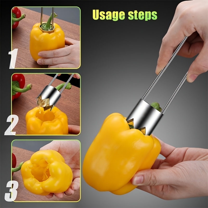 Extractor de Núcleo de Frutas de Acero Inoxidable, Descorazonador de Pimientos Rojos, Cortador de Semillas de Verduras y Frutas, Herramienta de Cocina Práctica para Extracción Rápida, Adecuado para las Cuatro Estaciones