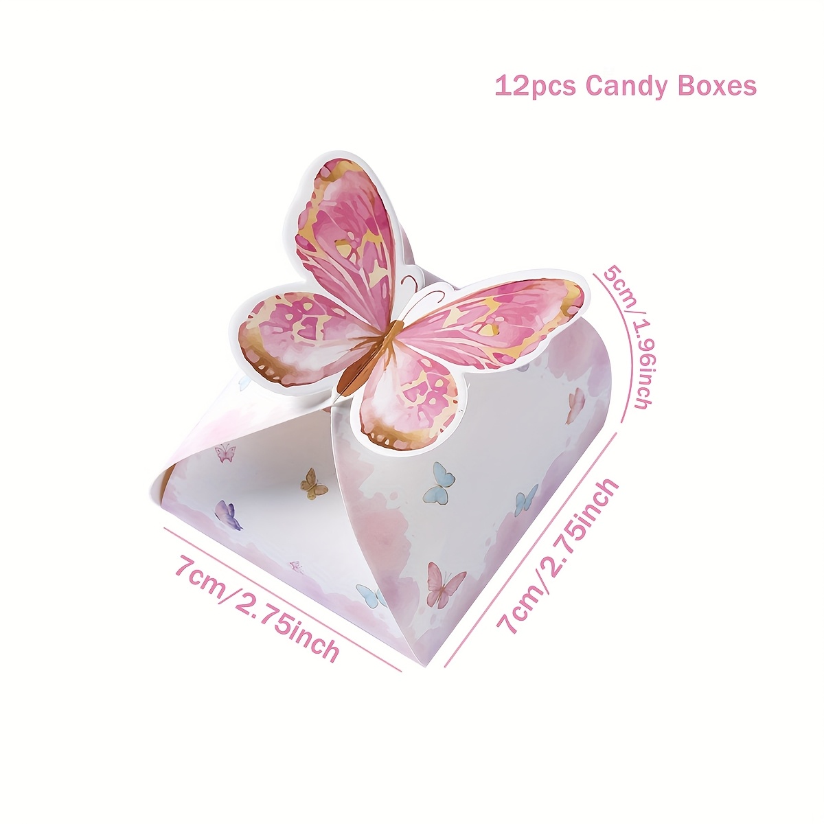 E-shop 12 Stücke Rustikale Rosa Schmetterlings-Geschenkboxen - Elegante Papierverpackung mit Blumen- und Schmetterlingsdesign für Hochzeiten,