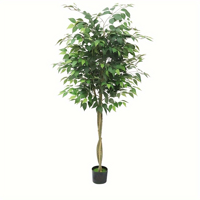 1 Stck Hoher Knstlicher Ficusbaum in Schwarzem Kunststofftopf, ppige  Grne Bltter fr Ganzjhrige Innen- & Auendekoration, Pflegeleichte  Kunstpflanze fr Zuhause, Bro als Geschenk