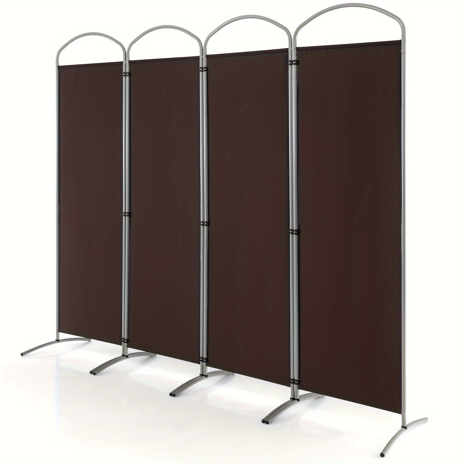 

4 Panels Folding Room Divider 6 Ft Tall Fabric Privacy Screen Brown