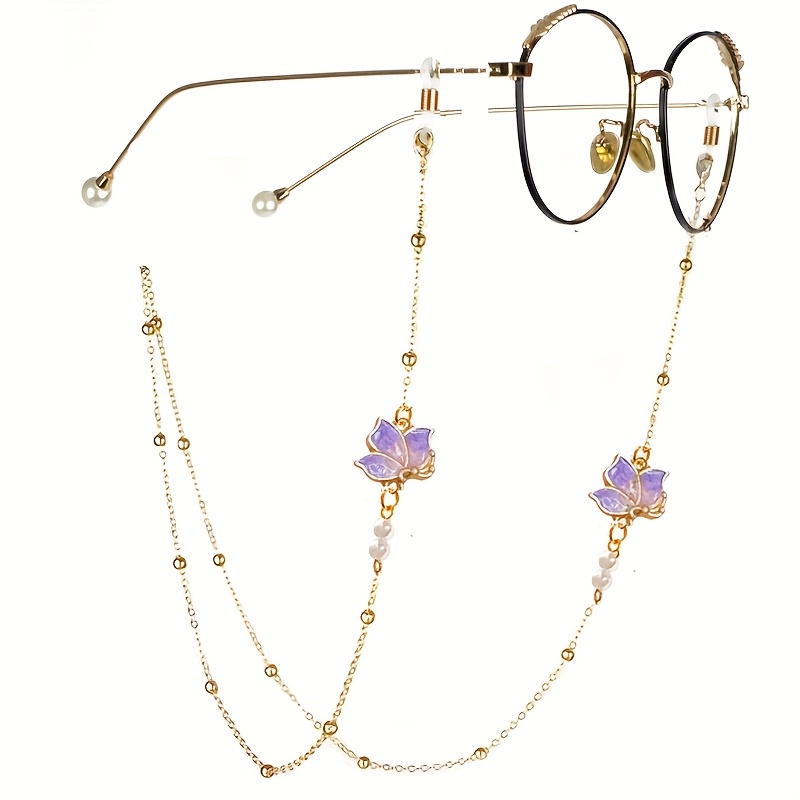 Image of 1pc Colorful Necklace Glasses Chain, Anti-lost Eyewear Lanyard, Women's Fashion Accessory For Clothing And Glasses