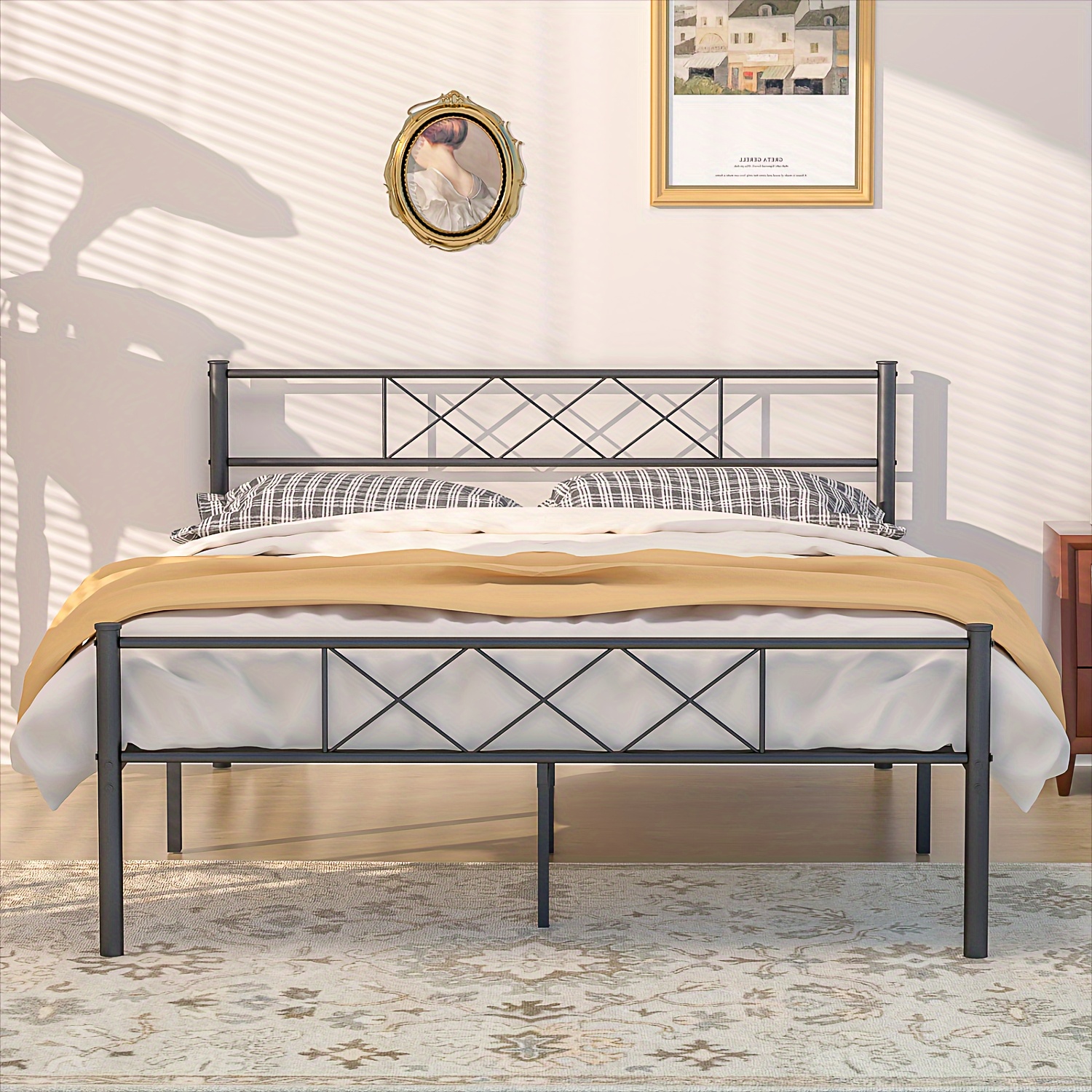 

Vecelo Metal Bed Frame With Headboard/footboard, Twin Size Queen Size Bed Frame, No Box Spring Needed