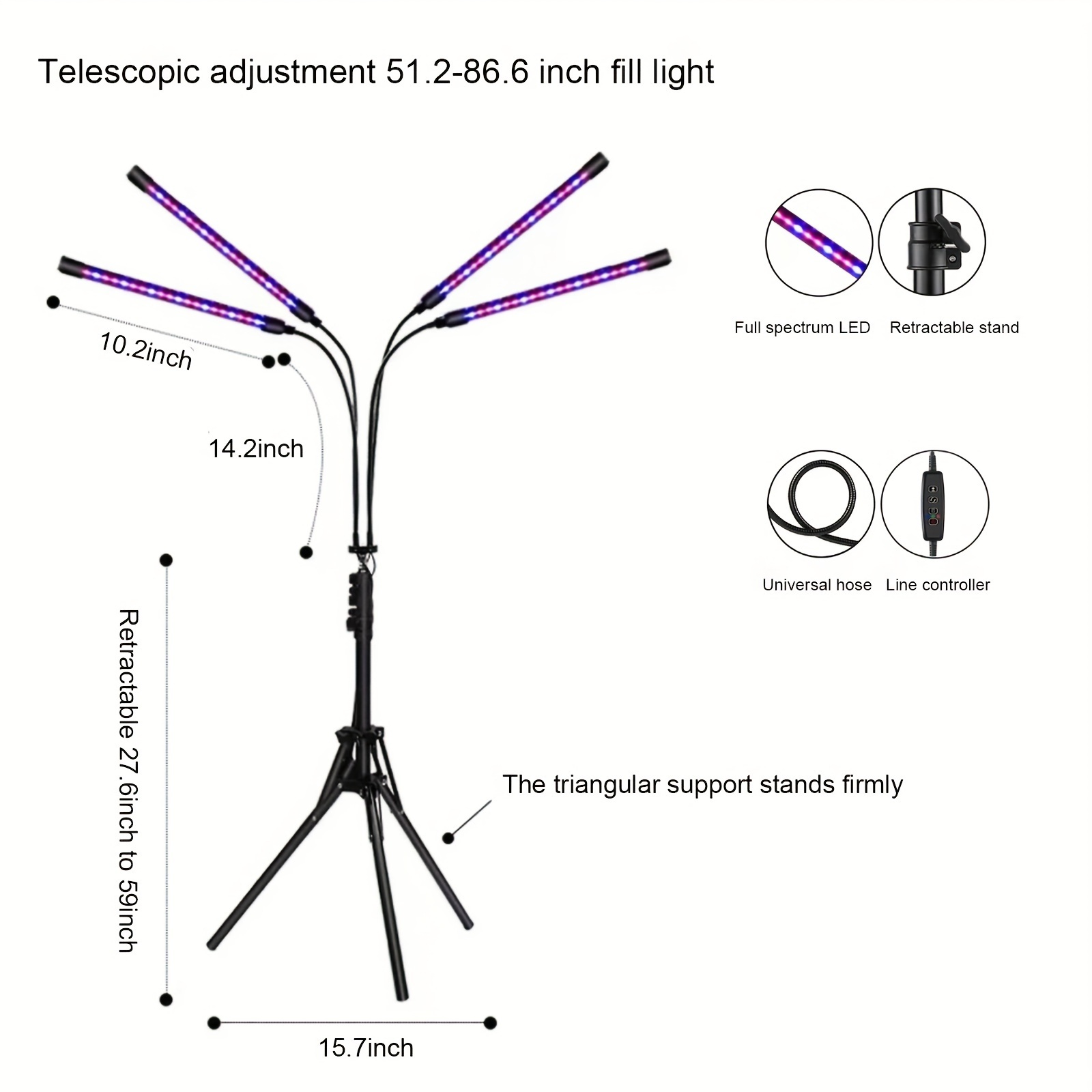 

4- , , Led , 3- Adjustment, Suitable For A Of , Coverage, Universal Adjustment