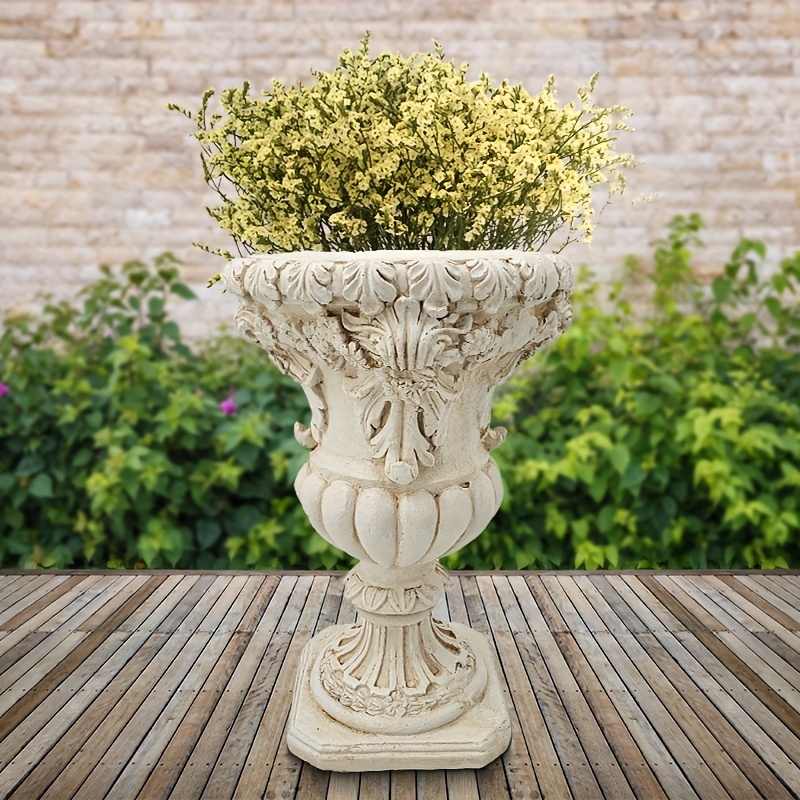 

Vintage Roman Column Planter: Outdoor/indoor Use, Powder Coated, Resin Material, Uv Protection, Suitable For Flowers