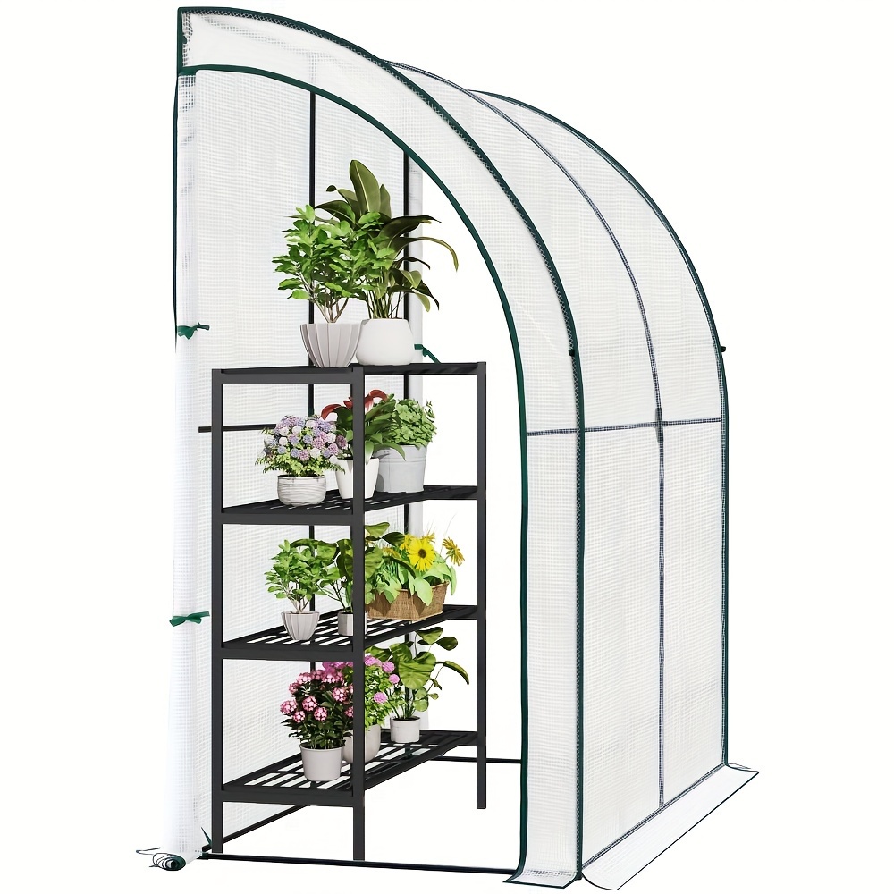 TEMU 1 , in alluminio, inclinata, 200 x 210 x 100 cm, per pomodori, telaio freddo, telo in PE con porta arrotolabile, per piante, per ortaggi, per