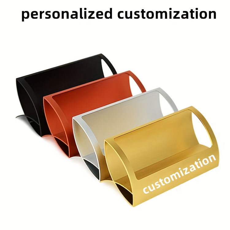 Customizable Aluminum Business Card Holder - Stylish Modern Design, 4 Colors (Black/Red, White & Golden), Durable Desk Organizer for Professionals | Personalized Corporate Nameplates with Minimalist Polished Surface and Decorative Finish