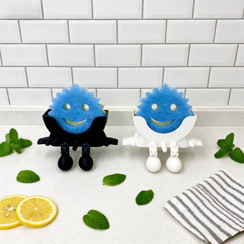 cute 2 in 1 sponge holder with drainage soap dish bathroom kitchen sink organizer storage tray countertop decor for home bathroom accessories