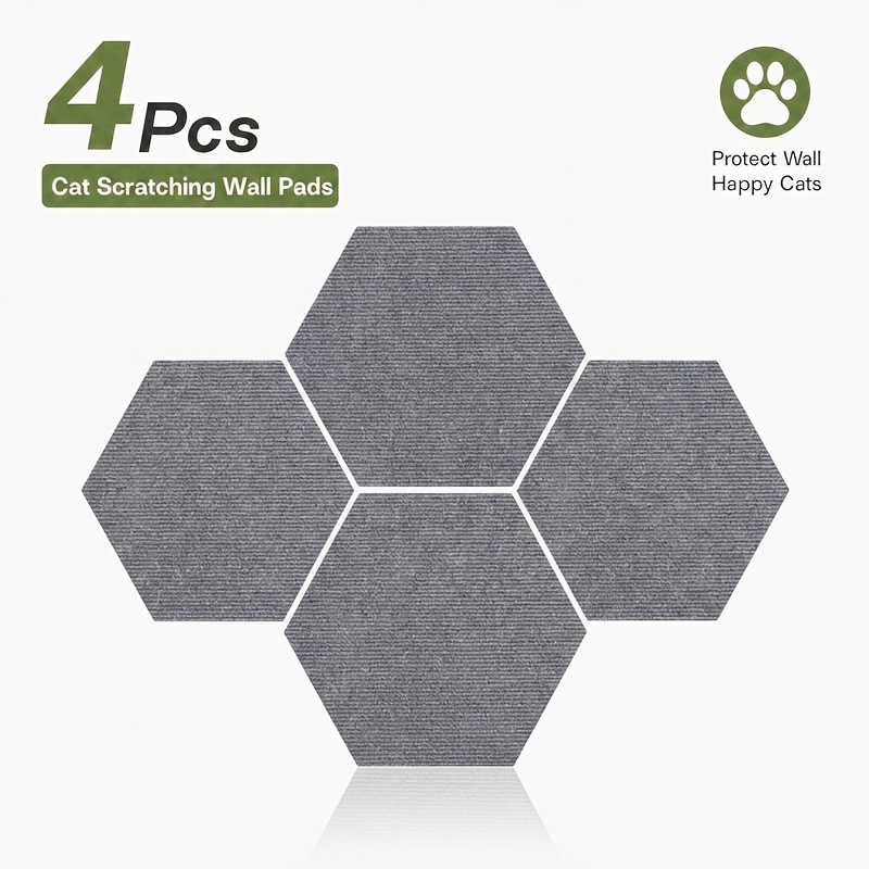 TEMU 4pcs Set, Self-adhesive Hexagonal Cat Scratching Protective Pads, 8 Color Options, Cuttable For Diy Arrangement. Made Of Thick, Wear-resistant,