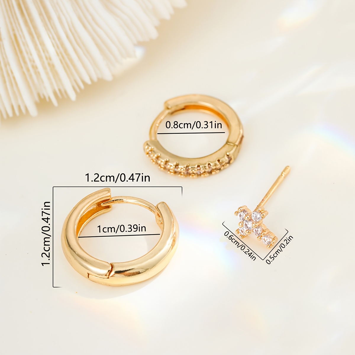 Women's Fashionable 3pcs Round Hoop Copper Ear Clips with Synthetic Zirconia
