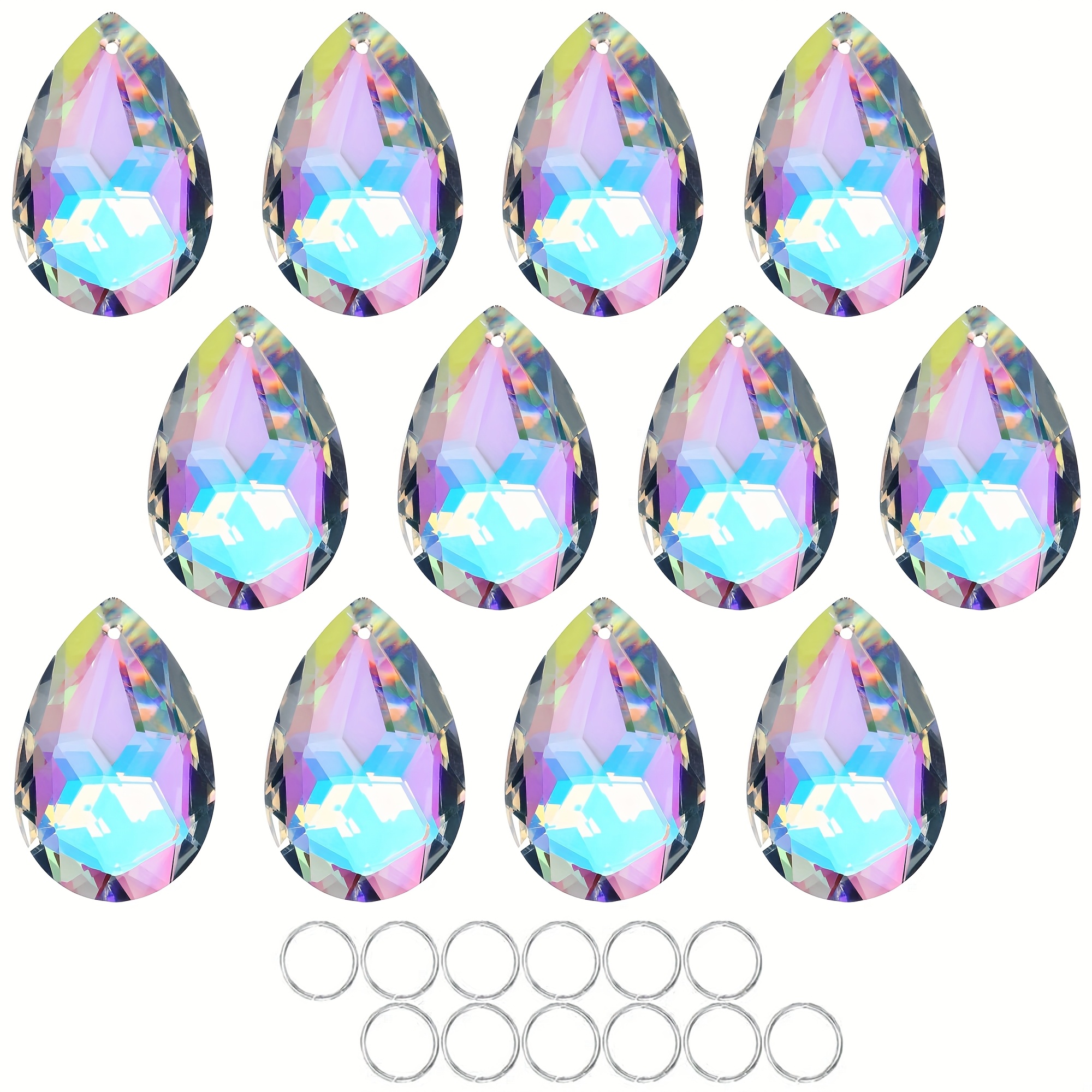 Image of 12pcs 38mm Crystal Prisms Chandelier Colorful Bauhinia Ornament Pendants Hanging Prisms For Wedding Garlands Decoration Jewelry