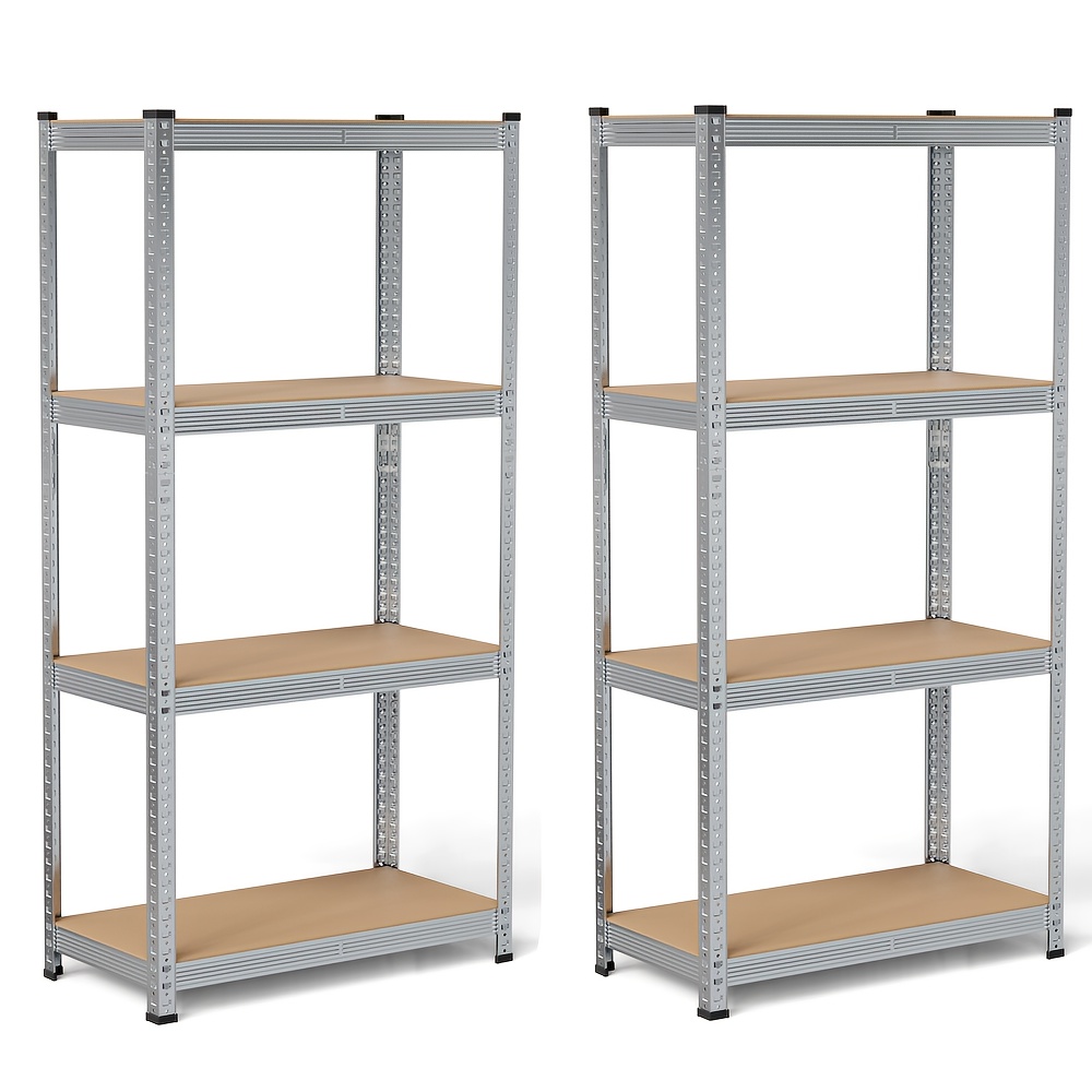 Set Of 2 Shelves, Metal Shelves, 4 Tiers Of Metal Shelves For Kitchen And Bathroom, 40x80x160cm, Silver, Utility Racks