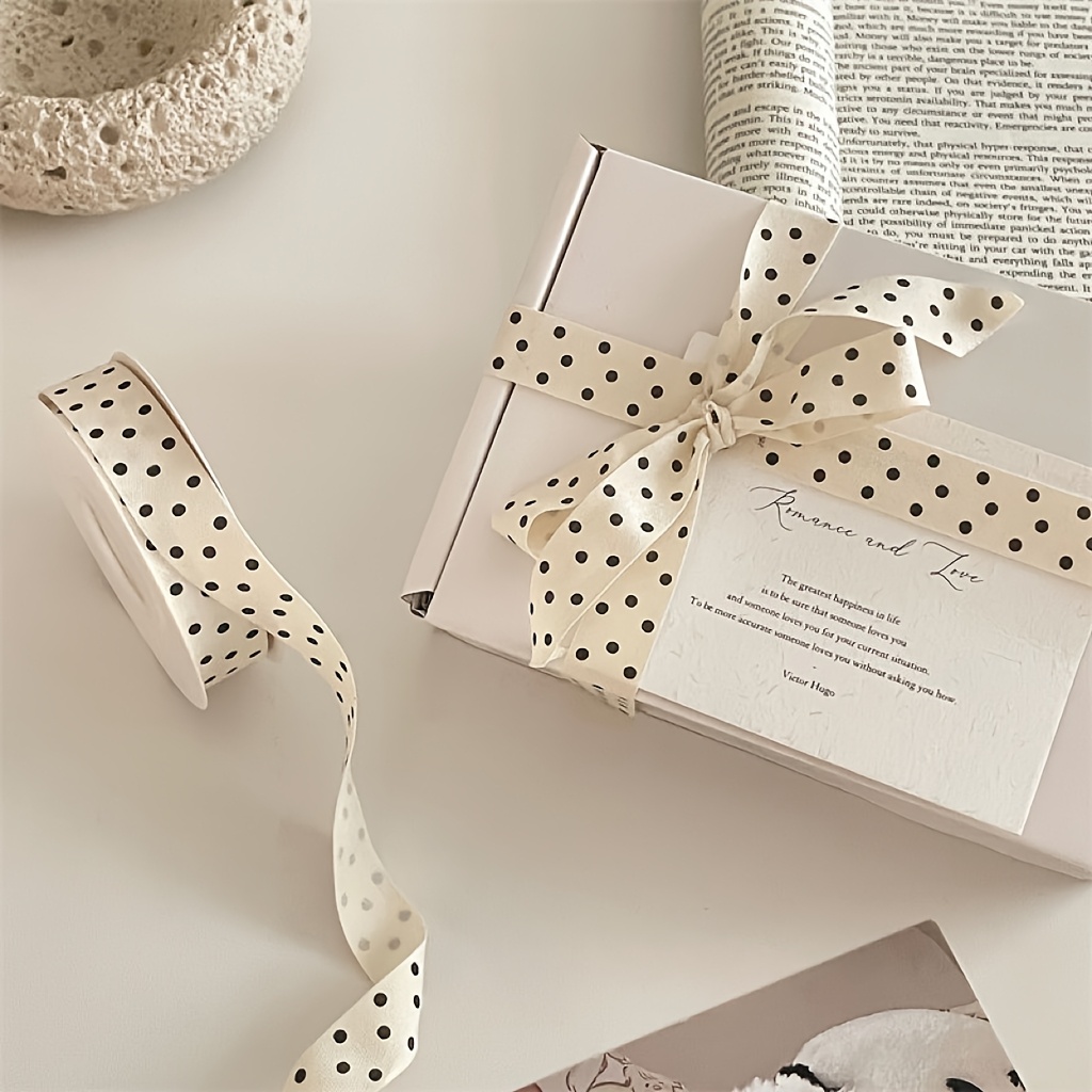 Chic Polka Dot Ribbon Gift Wrap - Diy Bow Tie & Floral Decor Accessory For Holidays (christmas, Valentine's, Thanksgiving) - No Battery Needed