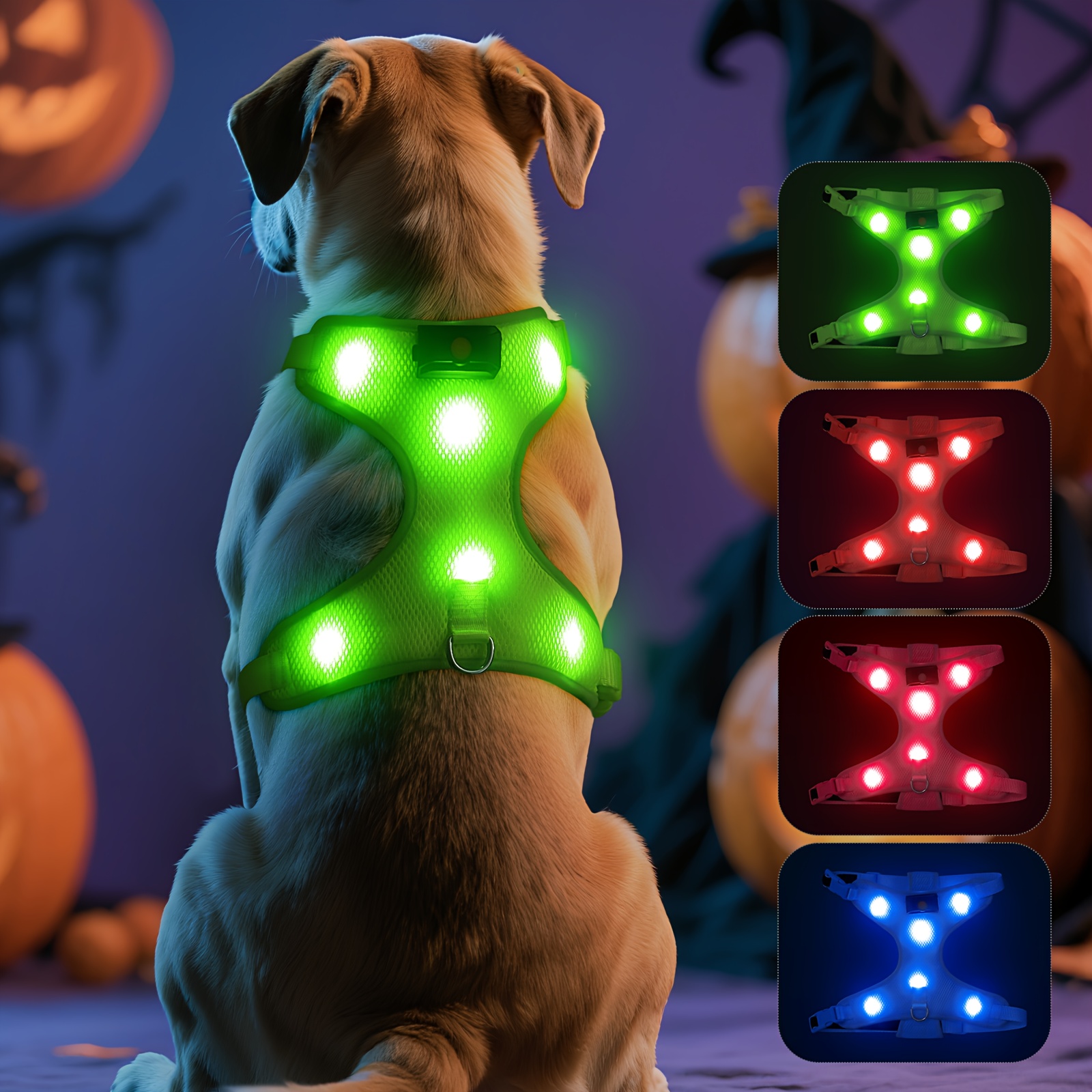 Arnés Luminoso Para Perros Recargable - LED, Reflectante, Asa Trasera, Talla S, Color Rosa, Para Paseos Nocturnos