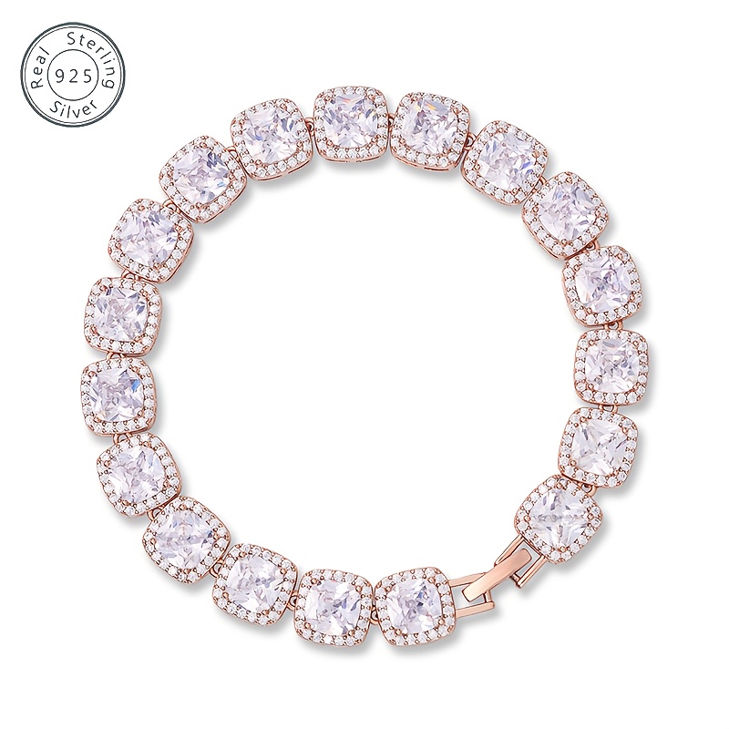 Image of 925 Sterling ' Perfect Gift Sugar Cube Bracelet, Luxurious And Elegant For Daily Wear, Ideal Jewelry Gift For Valentine's Day, Christmas, Anniversary, Presented Exquisite Gift Box.