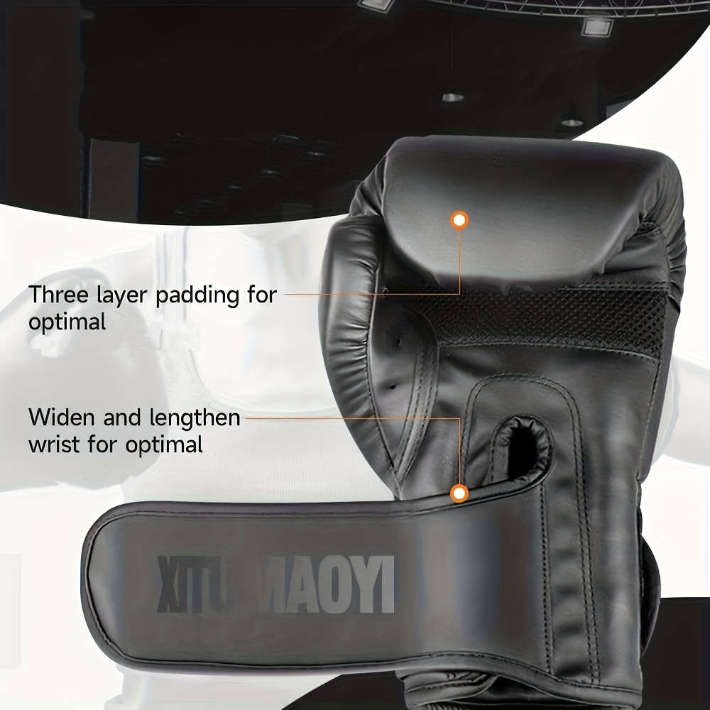 Multiple Sizes (10oz-16oz) Faux Leather, Professional Adult Boxing Gloves for Men and Women, Durable Adjustable Strap Closure, Ideal for Boxing and Gym Use