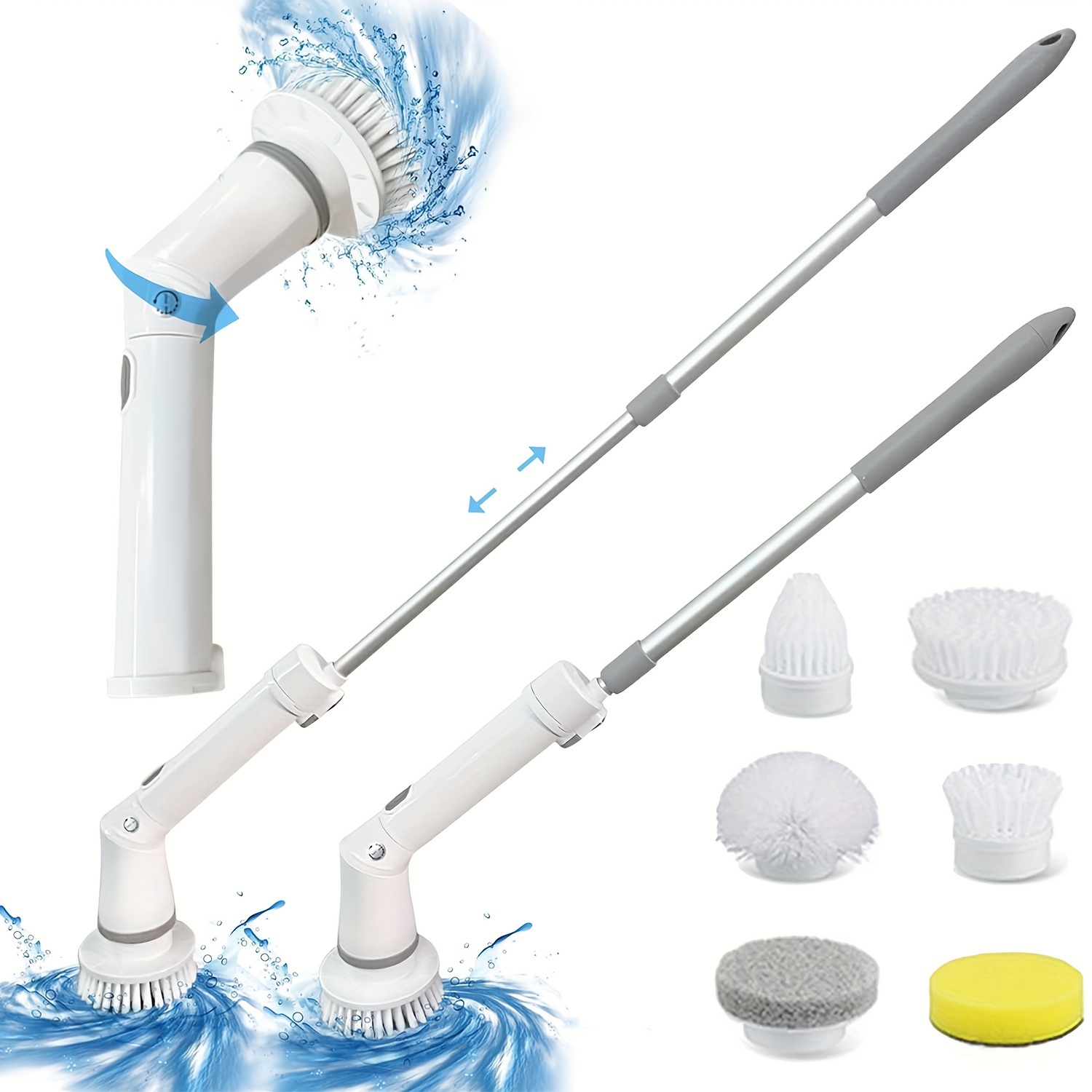 

Electric Spin Scrubber, Upgrade 2 Speeds Cordless Shower Cleaning Scrubber With Long Handle & 6 Replaceable Brushes For Shower Cleaning Scrubber To Kitchens, Car, Tile, Floor