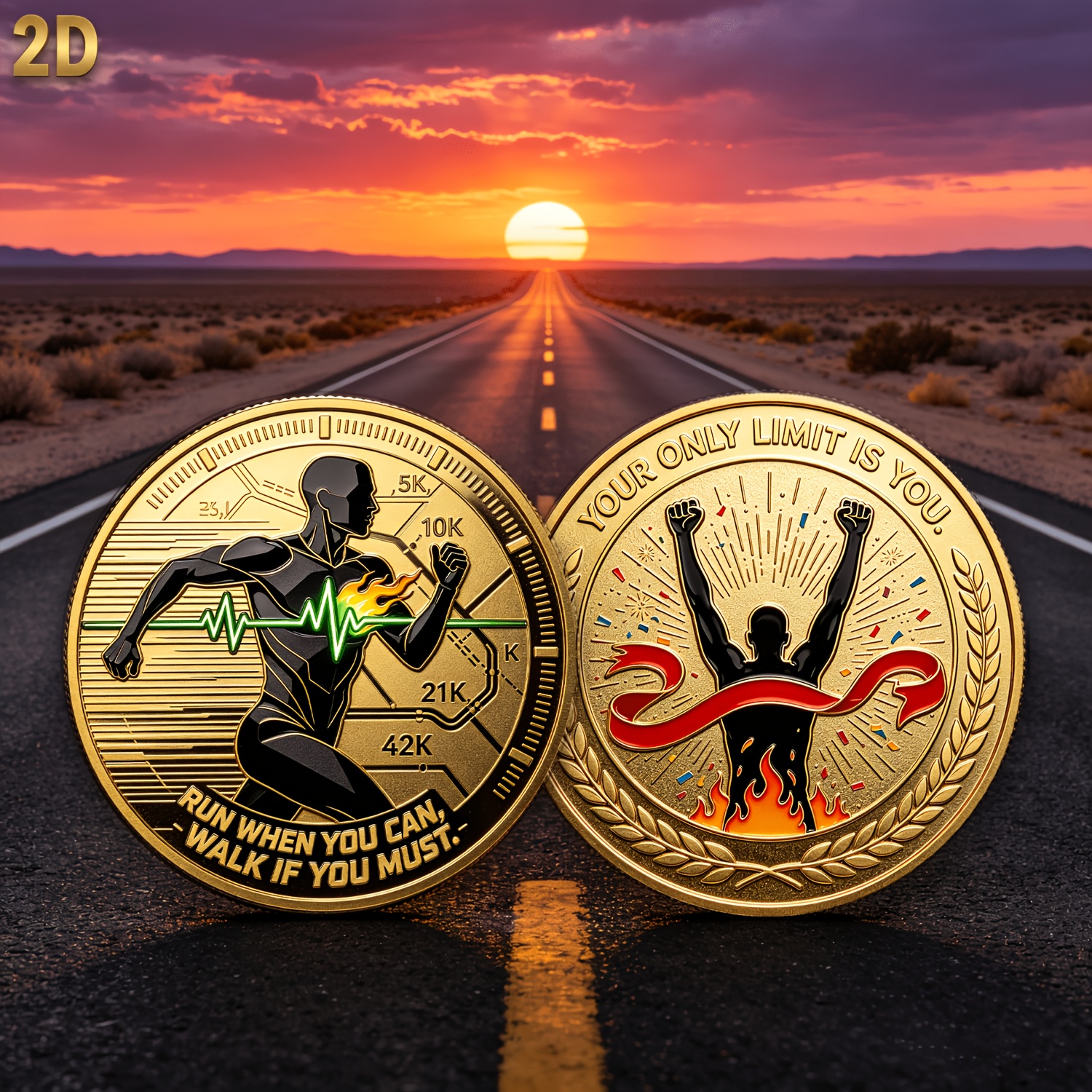 TEMU 1pc, 2d, High-grade Marathon Runner And Victory Commemorative Coin And Track And Field Enthusiasts Creative Exquisite Souvenir Coin Extreme