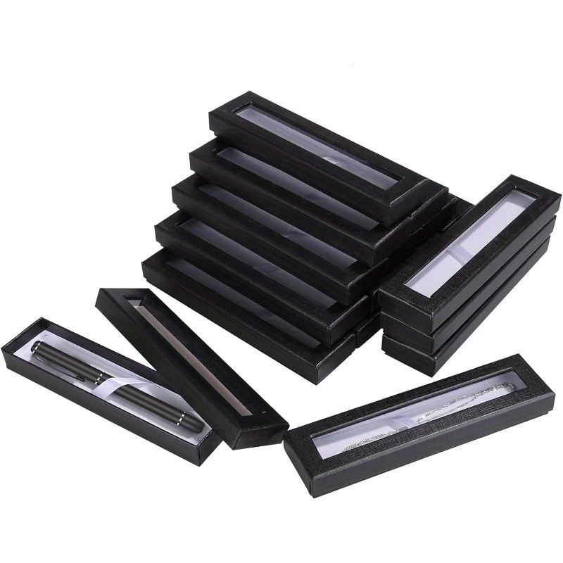 TEMU Set Of 20 Empty Pen Boxes Featuring A Transparent Lid, Ideal For Showcasing Black Pens, Jewelry, Pencils, Ballpoint, And Fountain Pens. Perfect