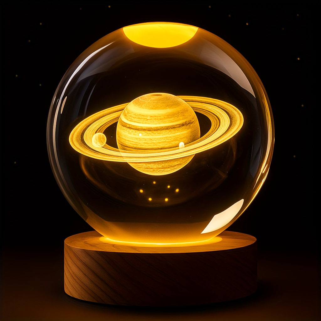 A Delightful Galaxy Crystal Ball Night Lamp Featuring a Warm LED Base, Powered by USB. This High-Quality Space-Themed Decor Is Perfect for Astronomy Lovers And Makes an Excellent Gift for Valentine'S Day, Christmas