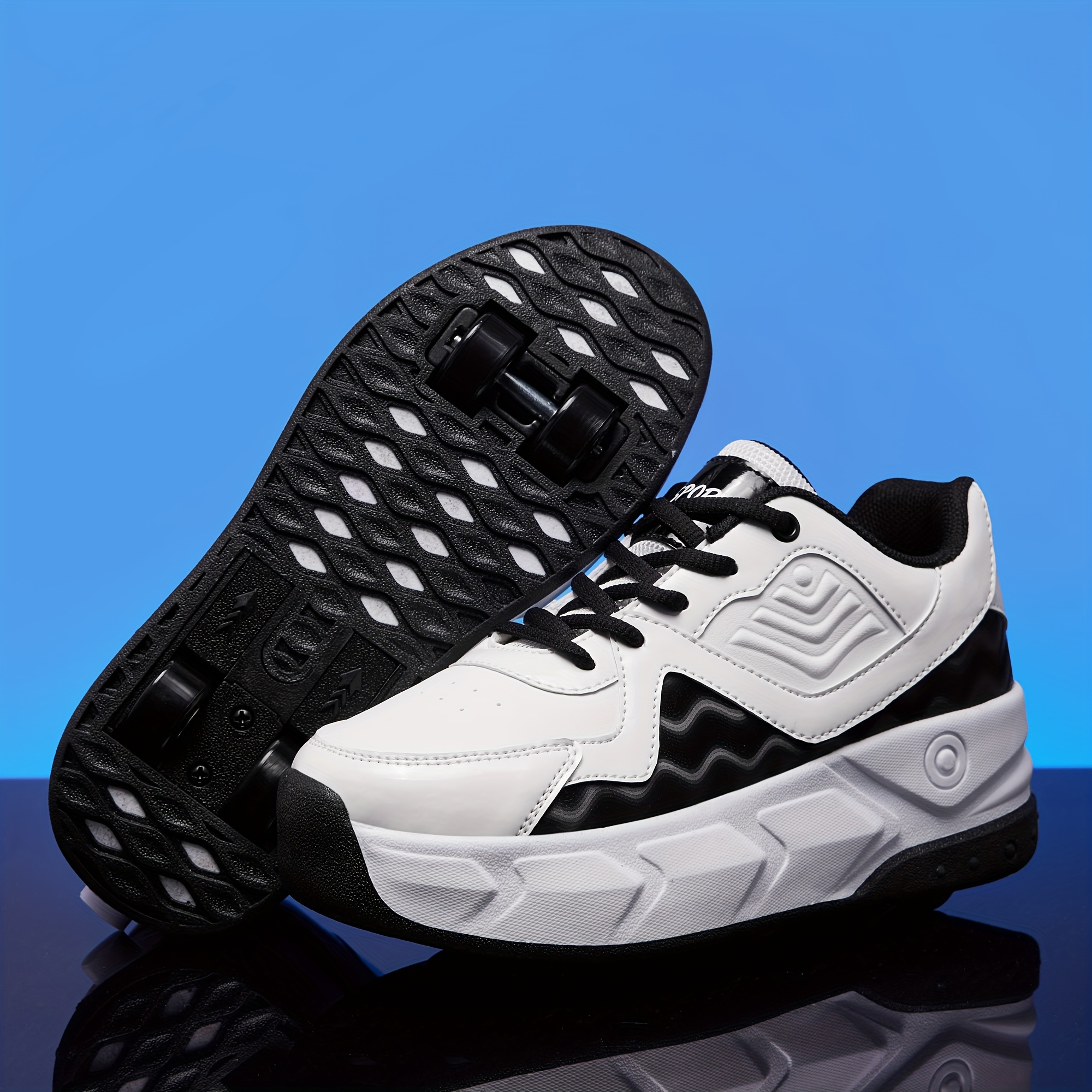 *' Trendy Roller Skate Sneakers Detachable Wheels Fit for Boys Girls  Casual Shoes with Lace-Up Closure