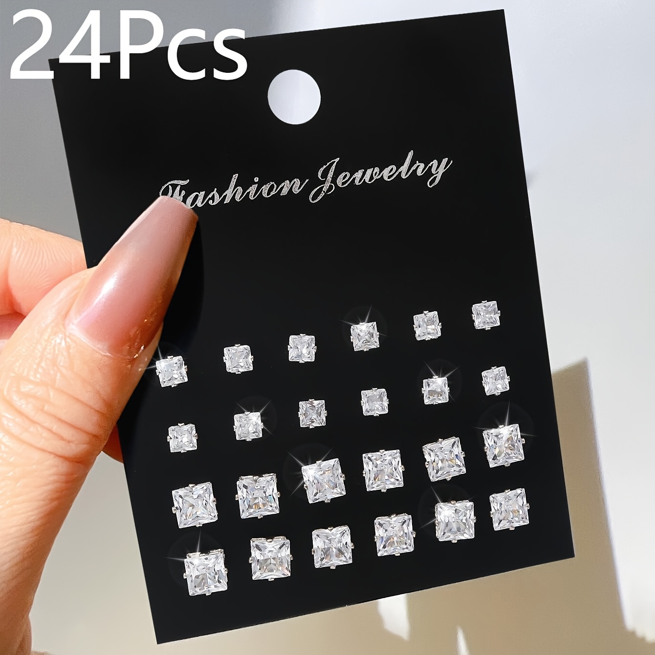 TEMU 24pcs/72pcs (12/36 ) Aretes de Diamantes de Sintéticos Minimalistas Geométricos con Incrustado, Elegantes Versátiles para Todas , Joyería Casual