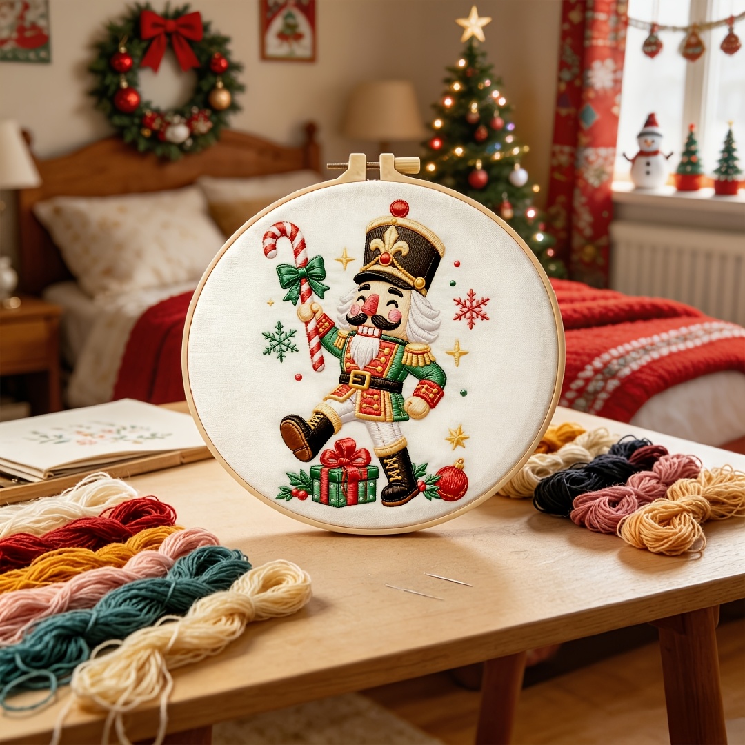 Nutcracker Holding Candy Embroidery Kit for Adult Beginners