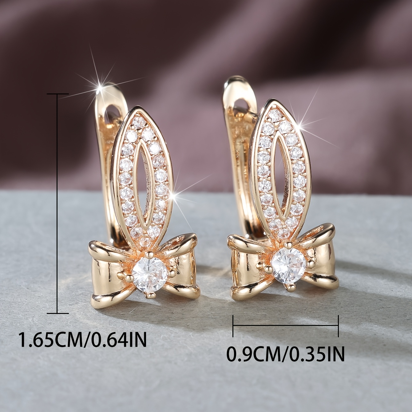 Exquisite Hollow-out Bow Setting Earrings with Cubic Zirconia, Gift for Her