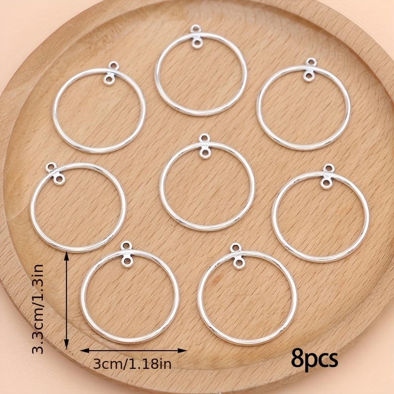 8pcs Big Hollow Out Heart Charms Round Pendants For Jewelry Making Earrings Necklace Additions Craft