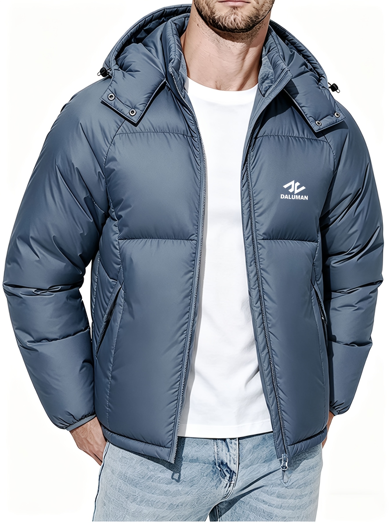 Men's Hooded Padded Jacket with Detachable Hood