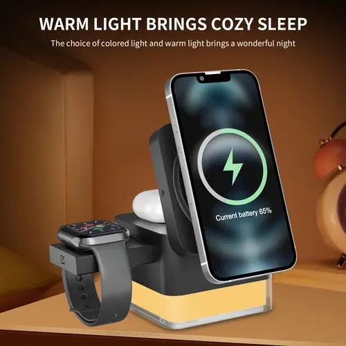 3 in 1 wireless charger 15 watt fast usb c charging dock compatible with for iphone 16 15 14 iwatch for pro 3 2 a multifunctional wireless charger compatible with for samsung phone wireless charging