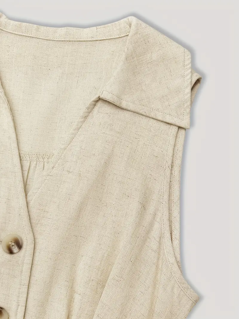 womens elegant linen textured sleeveless v neck dress - Temu womens elegant linen textured sleeveless v neck dress - Temu