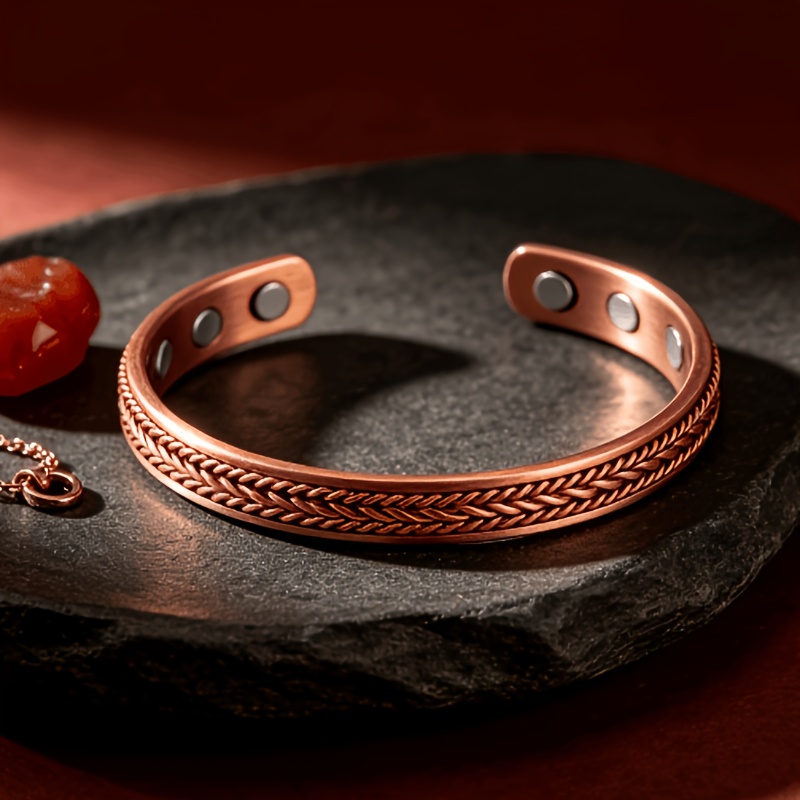 Twisted Wire Copper Magnetic Cuff Bracelet, Adjustable