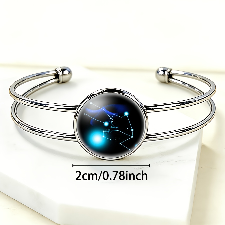 Women's Adjustable Open Bangle with Taurus Constellation