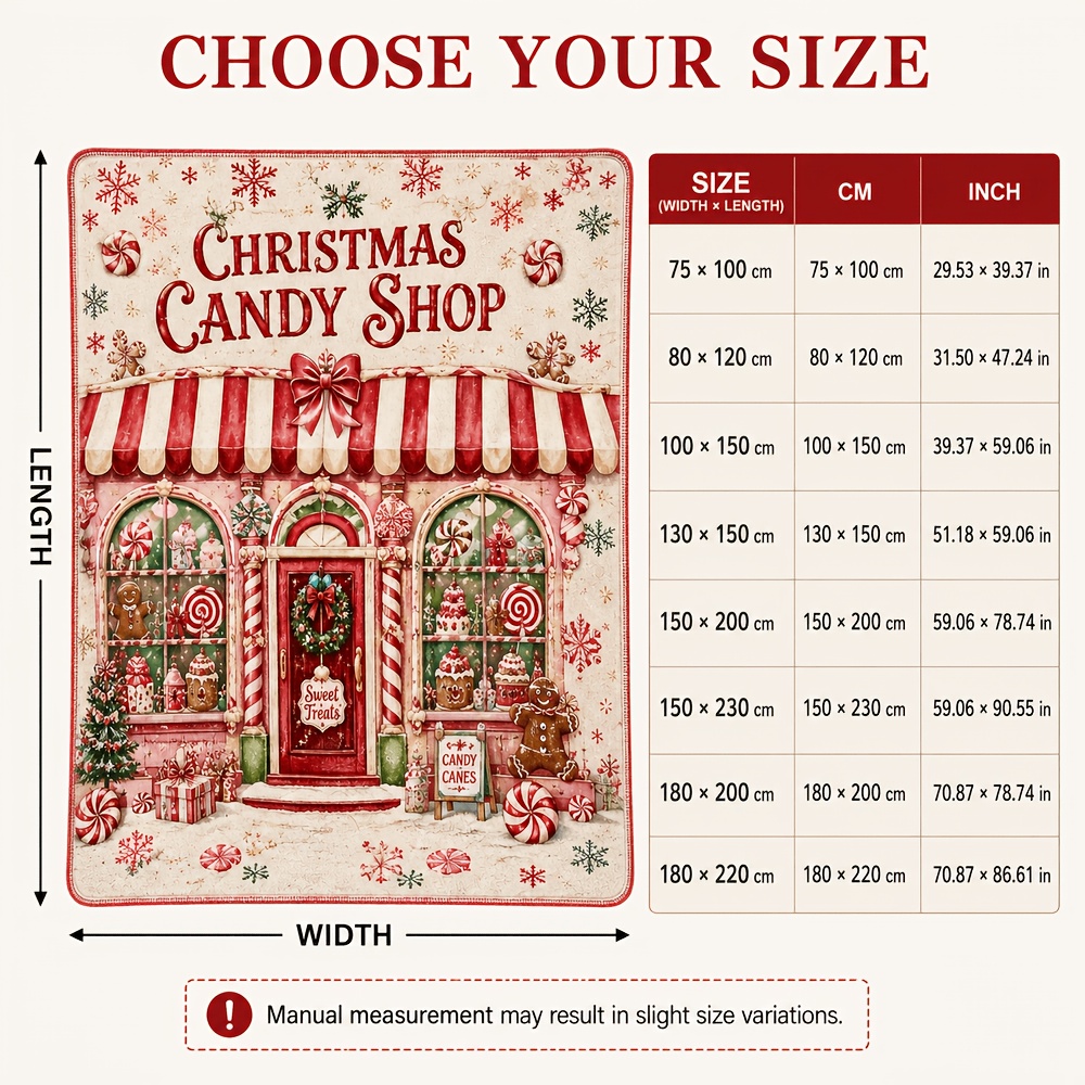 Image of Blanket, Christmas Candy Store Carpet Gingerbread Lollipop Pattern Living Room Sofa Bedroom Nap Cover