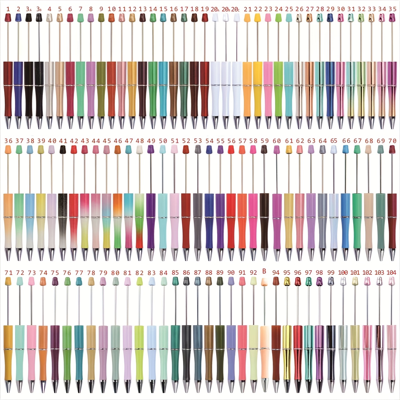 107pcs one for each color beautiful and cute plastic beadable pens and refills pens black ink ballpoint pens diy pens for students teacher bridal graduation gift   supplies