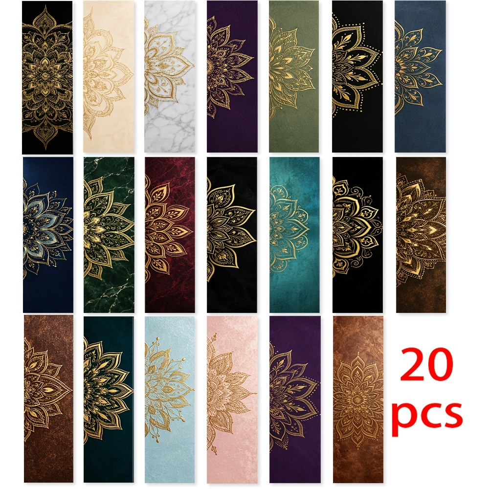 TEMU 20pcs Bookmark Set, Vintage Mandala Pattern, Mysterious Dark- Mandala Texture Design, 2d Printed Practical Bookmarks, Daily Reading Markers For