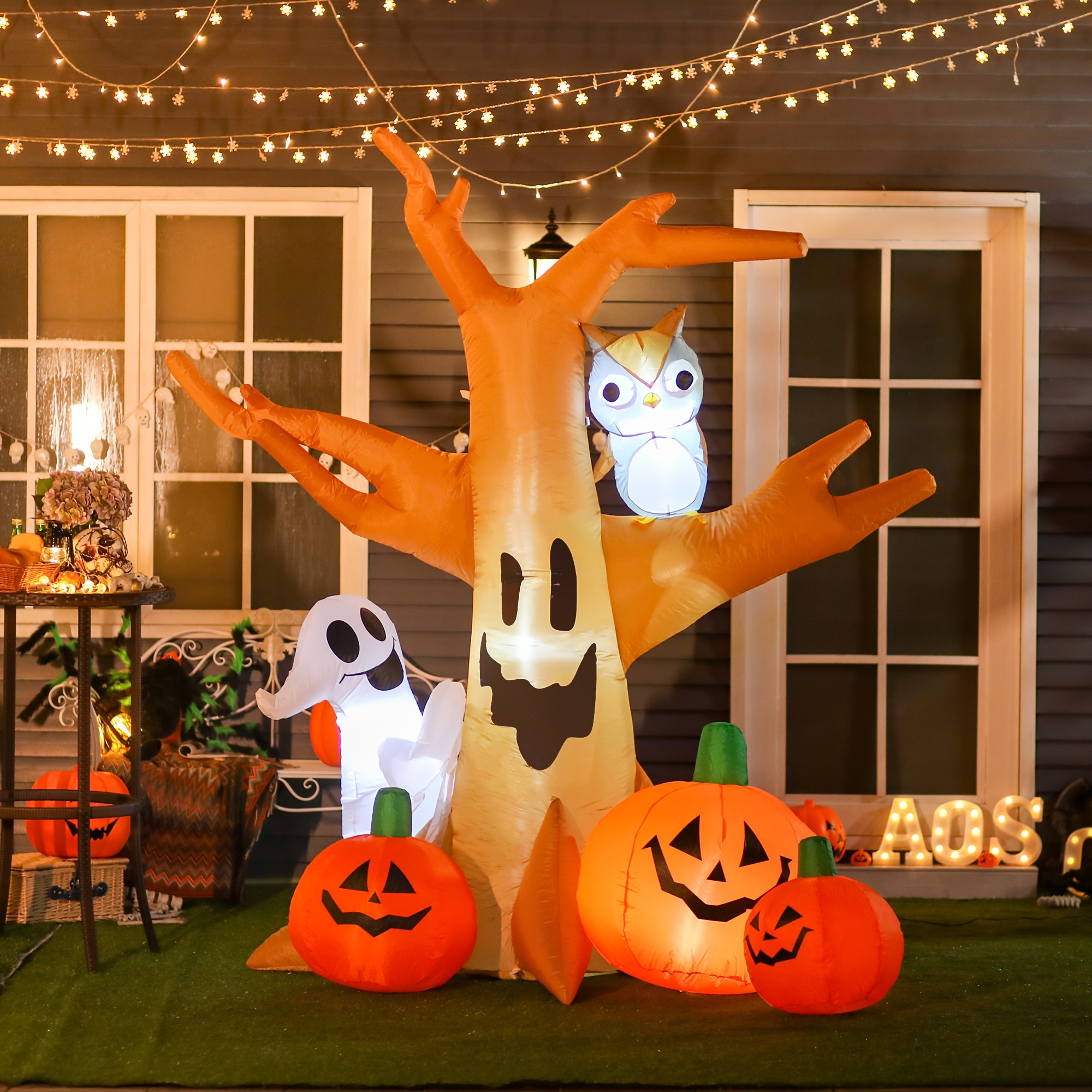 

Homcom 7.5' Lighted Inflatable Decoration - For Owl/ / Pumpkins