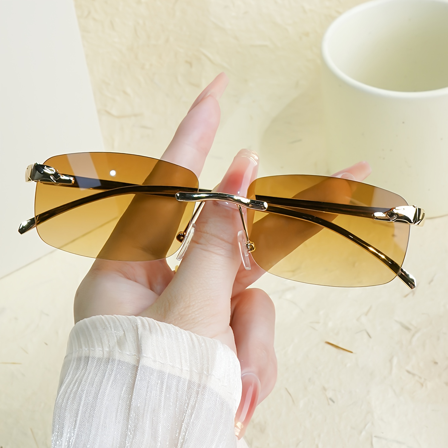 Image of Chic Rimless Fashion Glasses, Suitable For Sisters, Gift, Valentine's Day, Daily Accessories Glasses, Perfect Gifts For Everyday Stylish Accessories