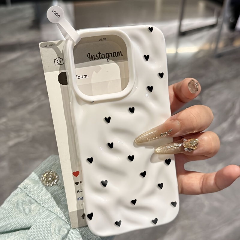 TEMU Étui de téléphone : Étui de luxe léger de haute qualité, minimaliste, à motif de cœur, , avec texture de . Élégant et attrayant, un pour et ,