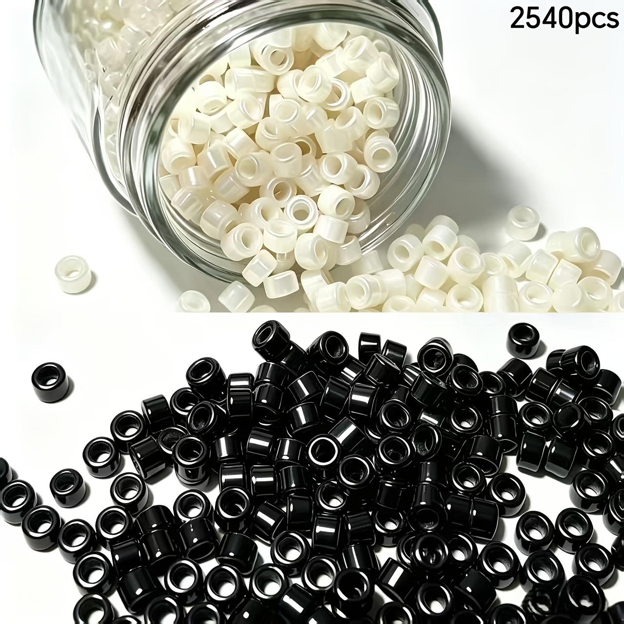 TEMU 1270pcs 2540pcs 2.5mm Black White Solid Round Tube Glass Seed Beads Through Hole Rice Beads Suitable For Bracelets, Earrings, Phone Chains, Bag