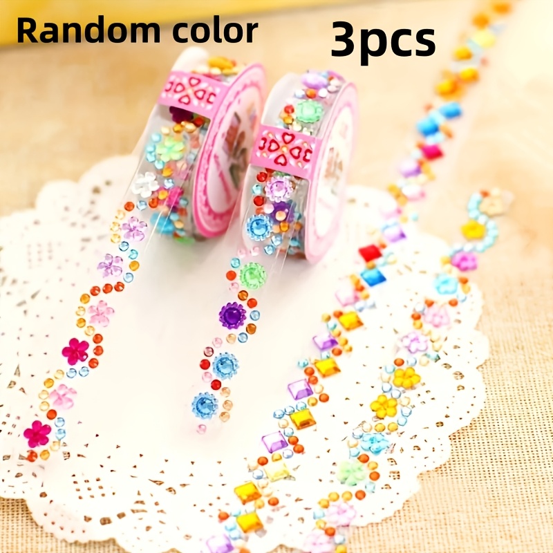 3-roll Self-adhesive Gloss Acrylic Tape With Shiny Suitable For Plastic, Glass, Metal, Ceramic - Multicolor Roll For Diy Crafts, Scrapbooking, Journals, Planners - Strong No Glue Needed